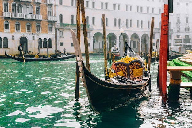 Gondola on the Grand canal of Venice Italy