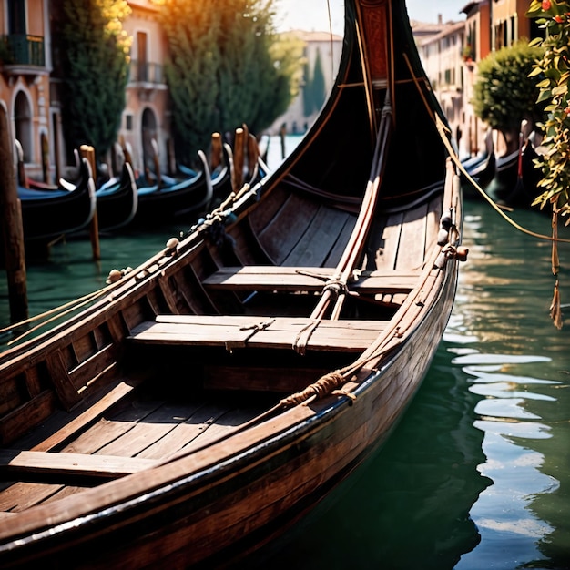 Foto gondola romantica turistica a canale a venezia, italia