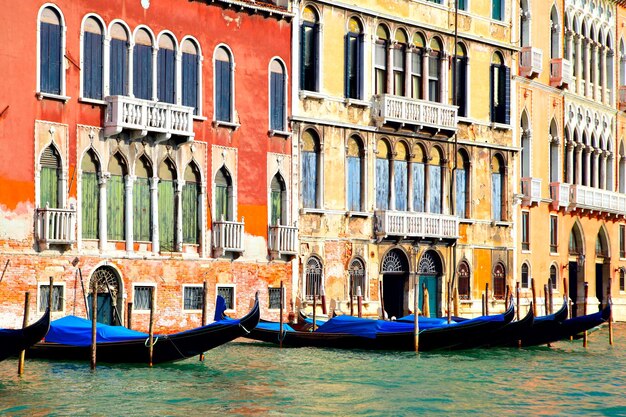 Gondolas at Grand Canal in Venice, italy