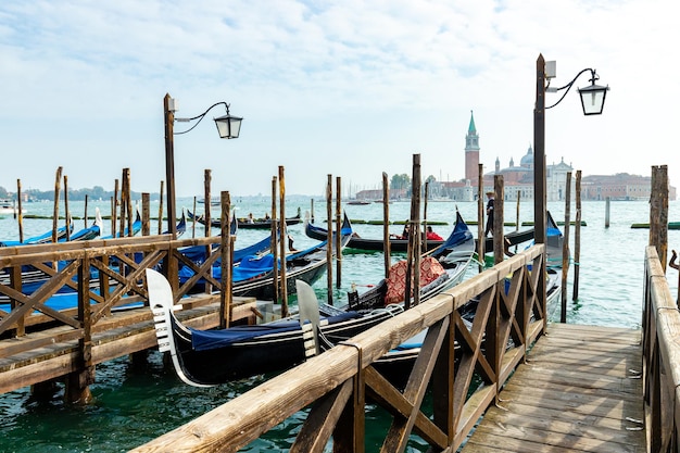 Gondolas in Venice Italy Water parking for boats