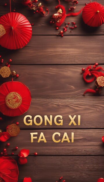 Foto congratulazioni per il capodanno cinese gong xi fa cai