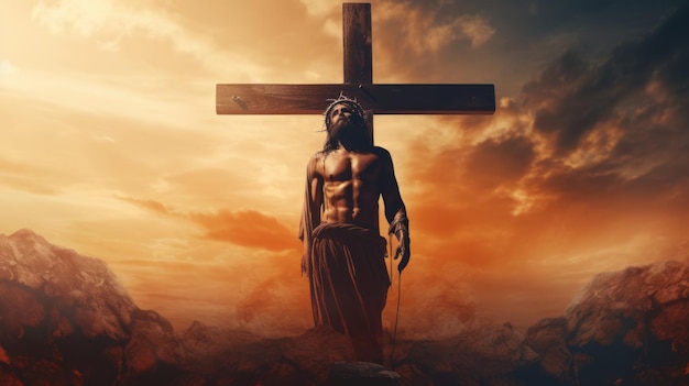 Good friday background with jesus christ and cross