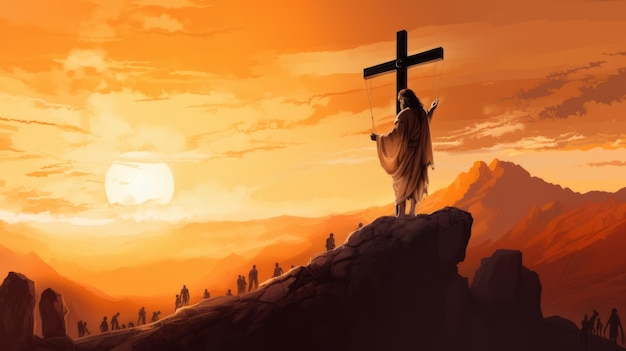 Good friday background with jesus christ and cross