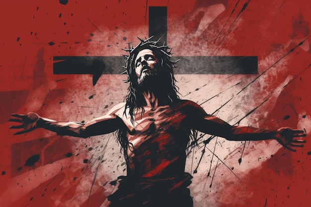 Photo good friday background with jesus christ and cross