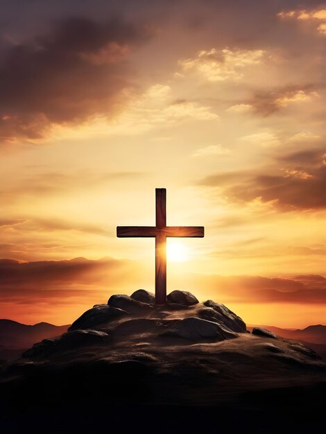 Good Friday and Easter Day Background with Cross