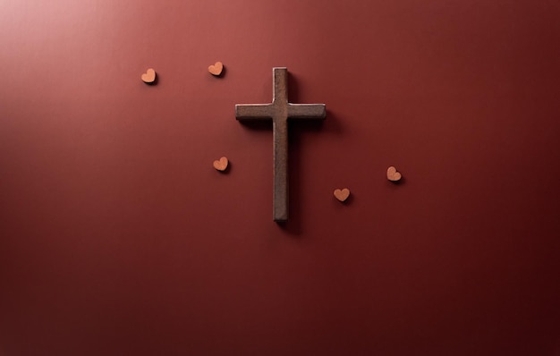 Good Friday and Holy week concept A religious cross on dark background