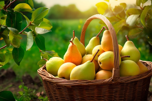 A good harvest of pears Growing pears Farm and field Harvested agricultural crops