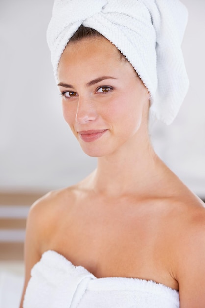 Good hygiene is key. A young woman fresh from the shower.