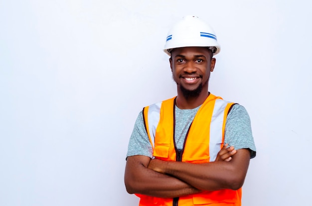 Good looking black man folded arms