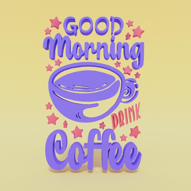 Photo good morning drink coffee quote typography design template