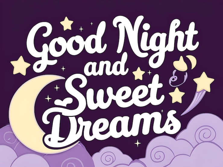 Photo good night and sweet dreams whimsical bedtime message for peaceful and cheerful sleep