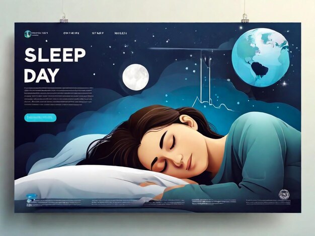 Photo good sleep habits landing page template night rest and bedding timeworld sleep day