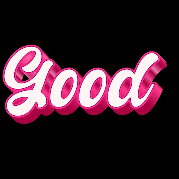 Photo good typography 3d design pink black white background photo jpg