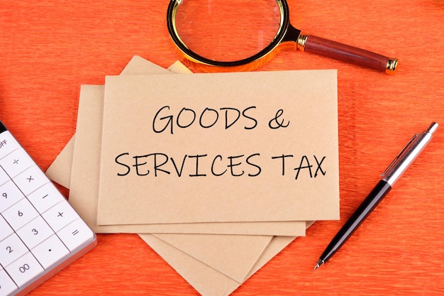 Goods and services and tax text written on the envelope