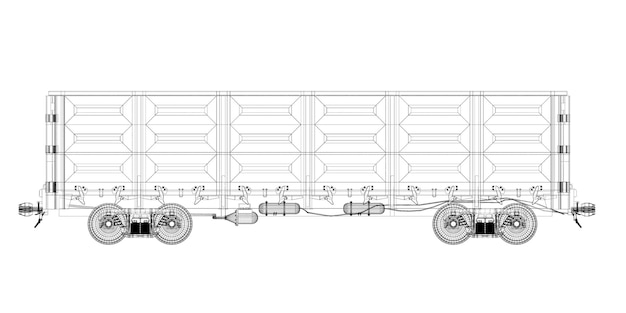 Goods Vagon , railway carriage, body structure, wire model