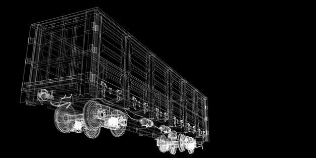 Goods Vagon , railway carriagebody structure, wire model