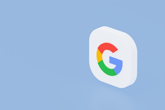 Google application logo 3d rendering on blue background