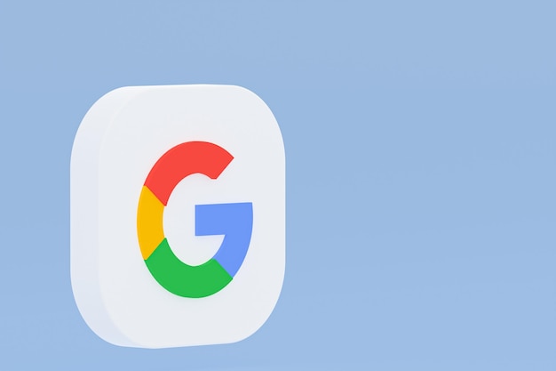 Логотип приложения Google 3D-рендеринг на синем фоне