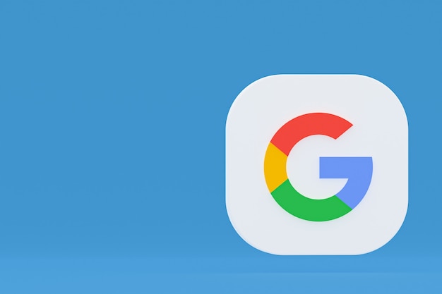 Google application logo 3d rendering on blue background