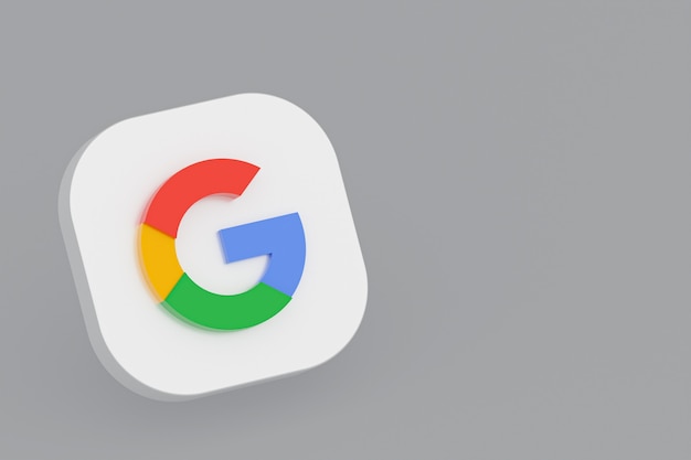 Google application logo 3d rendering on gray background