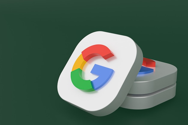 Google application logo 3d rendering on green background