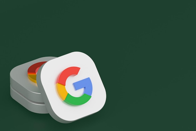 Foto rendering 3d del logo dell'applicazione google su sfondo verde
