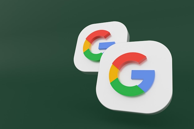 写真 緑の背景にgoogleアプリケーションのロゴの3dレンダリング