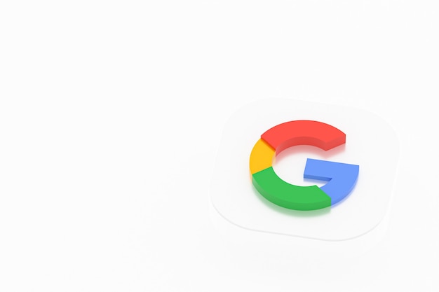 Foto rendering 3d del logo dell'applicazione google su priorità bassa bianca