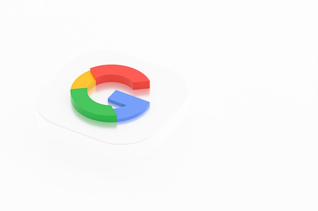 Foto logo dell'applicazione google rendering 3d su sfondo bianco