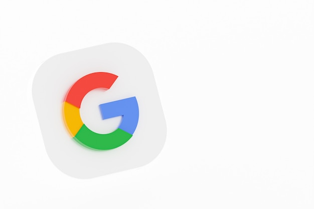 Foto logo dell'applicazione google rendering 3d su sfondo bianco