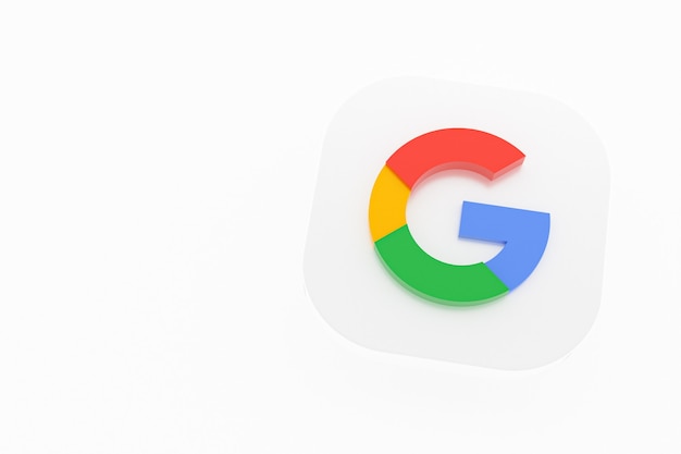 Foto logo dell'applicazione google rendering 3d su sfondo bianco