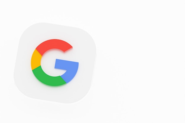 Foto logo dell'applicazione google rendering 3d su sfondo bianco