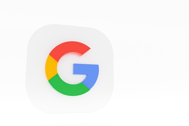 Foto rendering 3d del logo dell'applicazione google su sfondo bianco