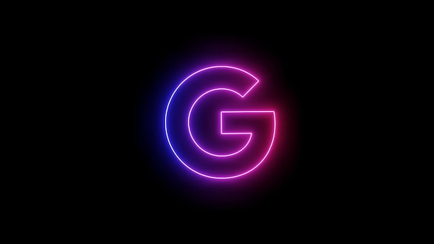 Google G Donker nacht gloeiend logo in neonlichtneonbord en neonlichtconcept redactionele afbeelding