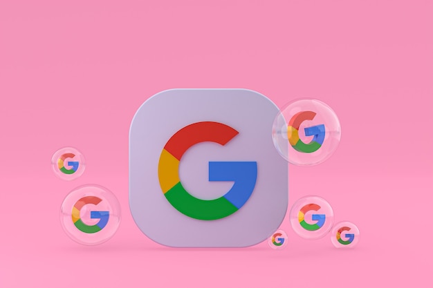 Google icon on screen smartphone or mobile phone 3d render