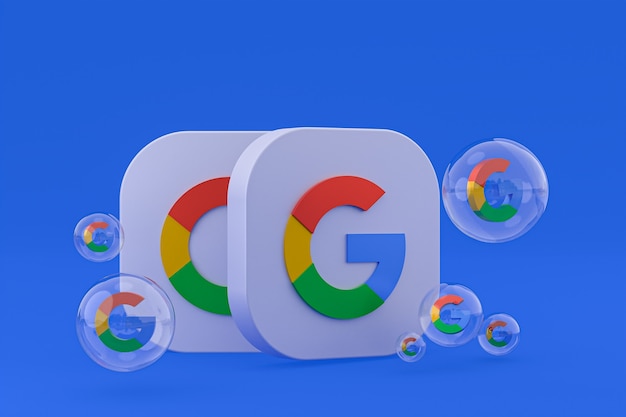 Google icon on screen smartphone or mobile phone 3d render