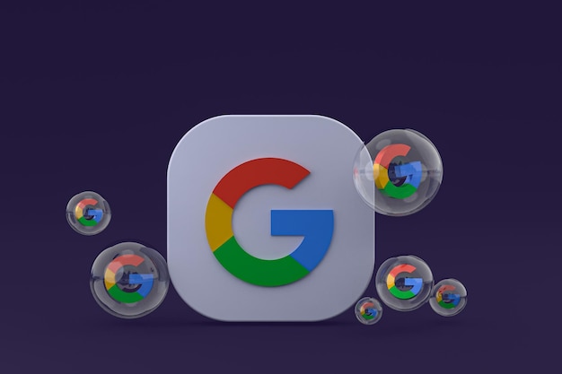 Photo google icon on screen smartphone or mobile phone 3d render