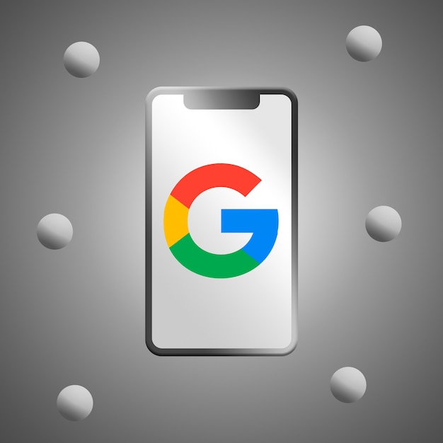 Фото Логотип google на экране телефона 3d визуализации