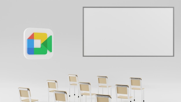 Google Meet template with classroom scene