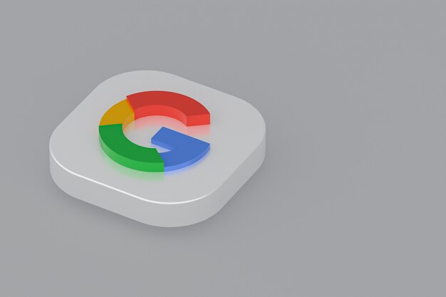 Google-toepassingslogo 3D-rendering op een grijze achtergrond
