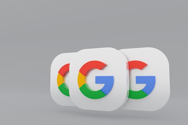 Google-toepassingslogo 3D-rendering op grijze achtergrond