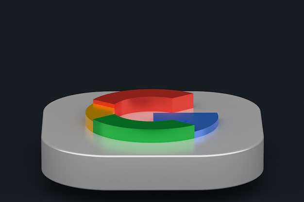 Google-toepassingslogo 3D-rendering op zwarte achtergrond