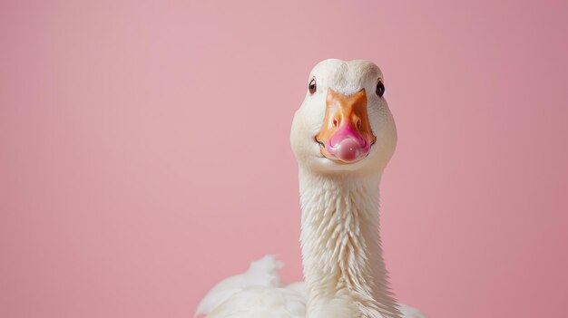 Photo a goose on a pastel pink background