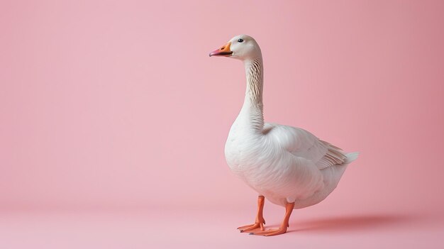 Photo a goose on a pastel pink background