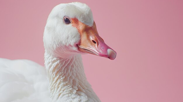 Photo a goose on a pastel pink background