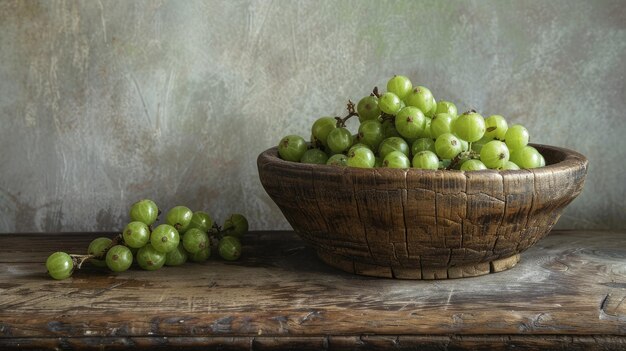 Photo gooseberries in bowl generative ai