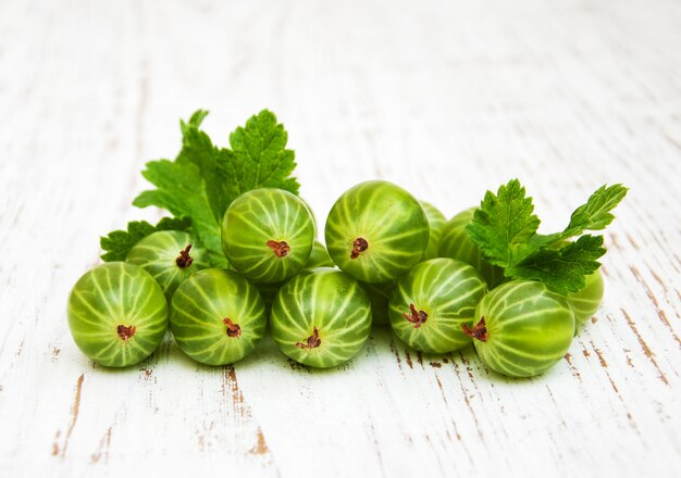 Gooseberries with leaves