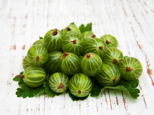 Gooseberries with leaves