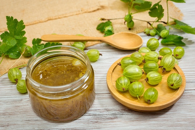 Gooseberry jam and fresh berries