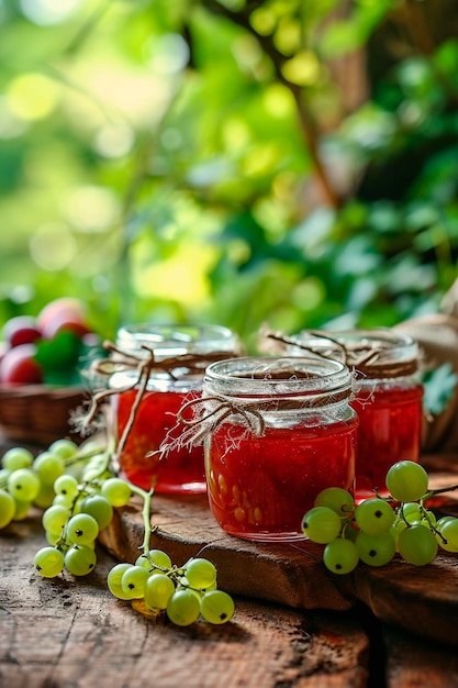 gooseberry jam in a jar Selective focus